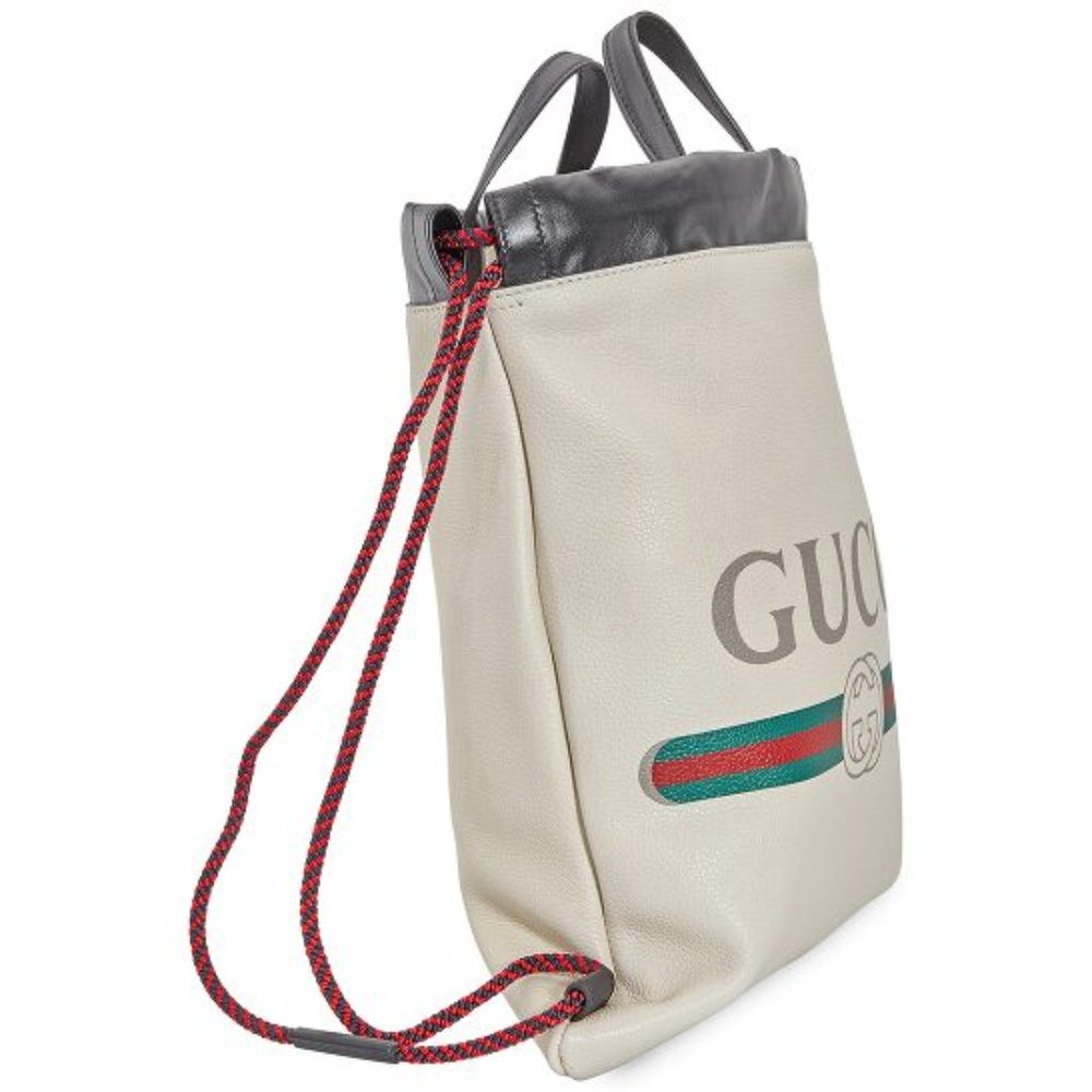 Gucci Logo-Print Drawstring Backpack in White New w DUSTBAG - Picture 13 of 13
